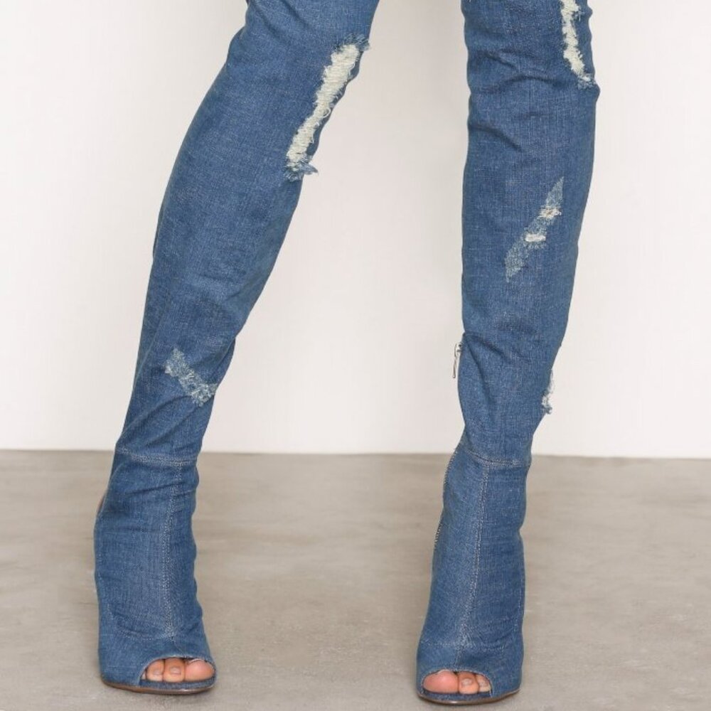 Steve Madden| Woman's | over the knee| Tonic Distressed Denim| boot